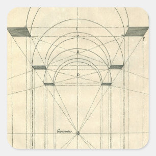 Sticker Carré Architecture vintage, Perspective Arc Renaissance