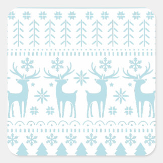 Sticker Carré Arctic Blue Folk Art thème hiver