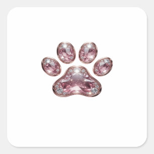 Sticker Carré Argent Dynamique DIAMANTS ROSES ET GRIF PATTE OR R