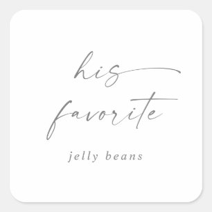 Sticker Carré Argent Moderne Script Sa Faveur Mariage Favorite