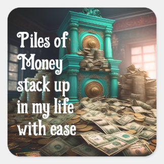 Sticker Carré Argent Richesse Prospérité Abondance Affirmations