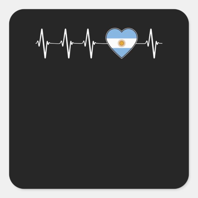 Sticker Carré Argentine Heartbeat I Love Argentina Flag Heart (Devant)