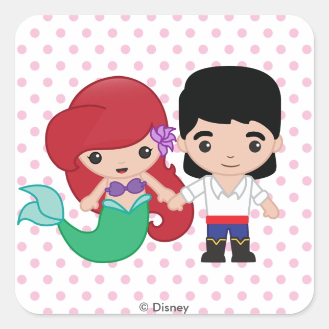 Sticker Carré Ariel et le prince Eric Emoji (Devant)