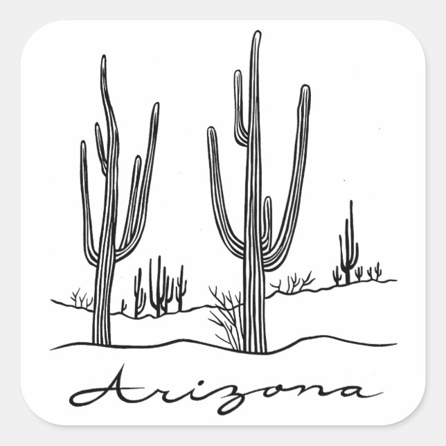 Sticker Carré Arizona Cactus (Devant)
