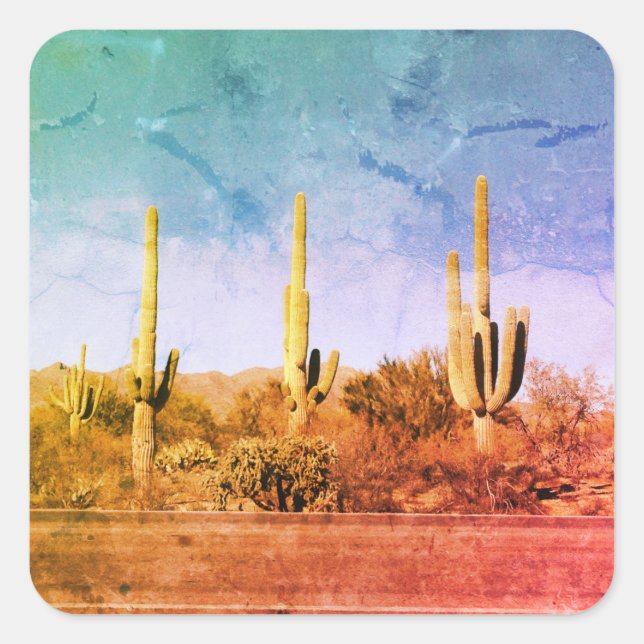 Sticker Carré Arizona Desert Cactus (Devant)