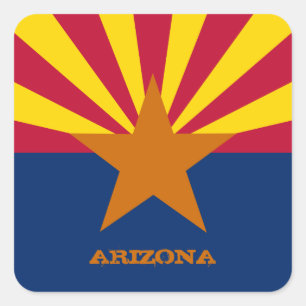 Sticker Carré Arizona Flag & Arizona State USA Seals /fans sport