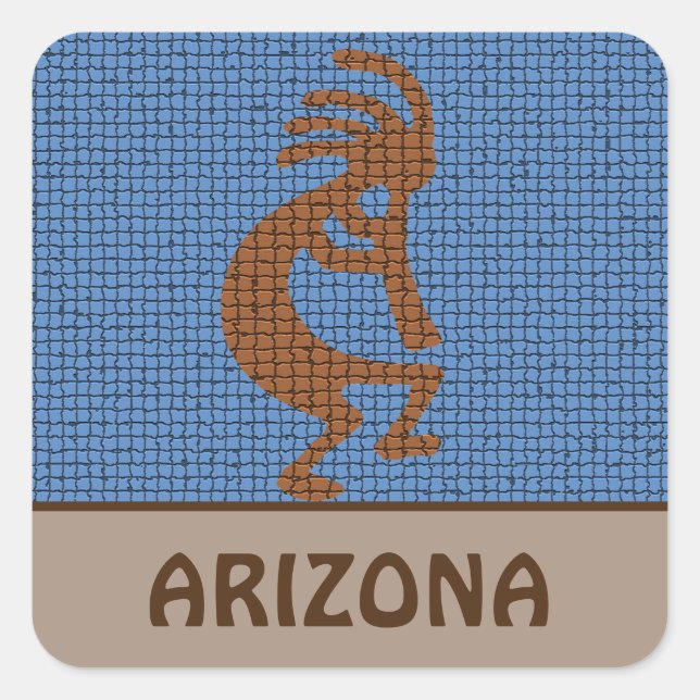 Sticker Carré Arizona Mosaïque sud-ouest Musical Kokopelli (Devant)