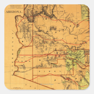 Sticker Carré Arizona TerritoireCarte panoramiqueArizona