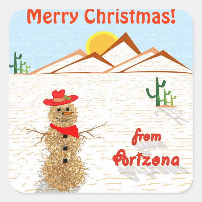 Sticker Carré Arizona Tumbleweed Snowman Carré (Devant)