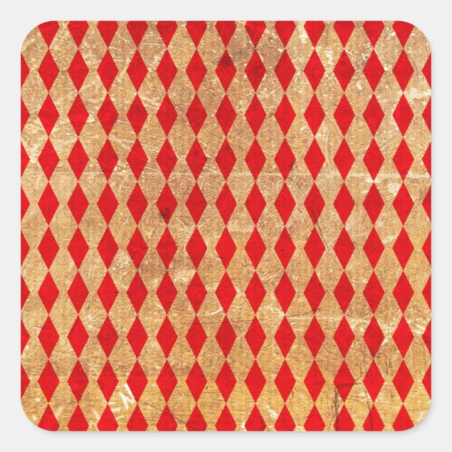 Sticker Carré Arlequin rouge Vintage (Devant)