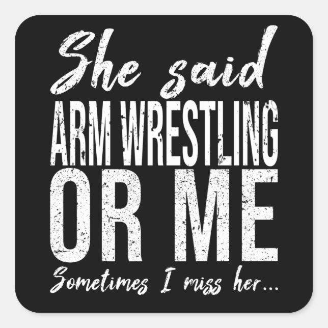 Sticker Carré Arm Wrestling drôle cadeau sport (Devant)