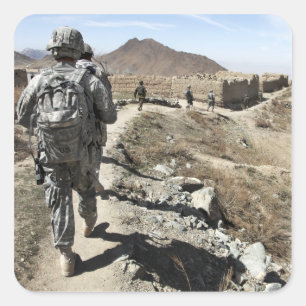 Sticker Carré Armée nationale afghane et soldats des USA