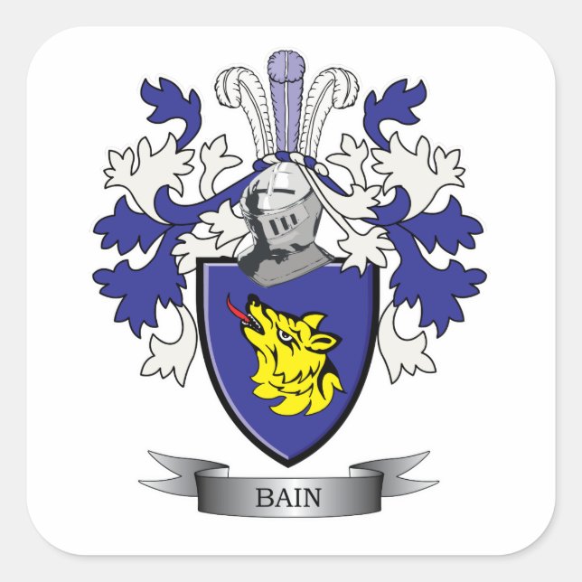 Sticker Carré Armoiries de Bain Family Crest (Devant)