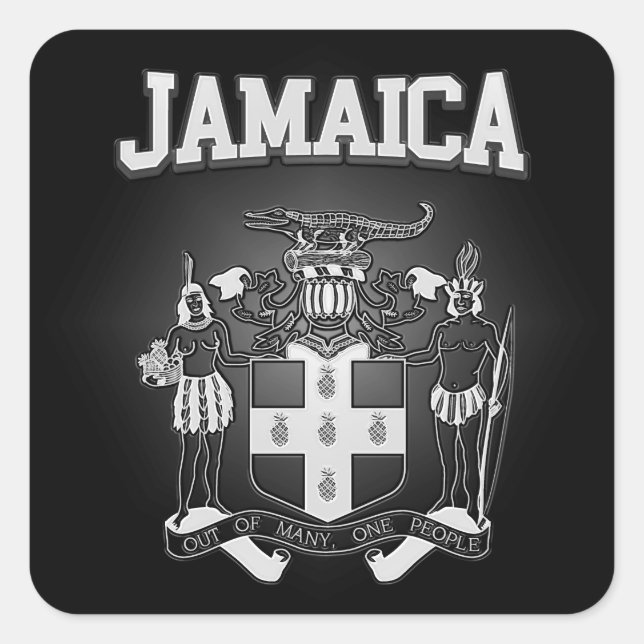 Sticker Carré Armoiries de Jamaïque (Devant)
