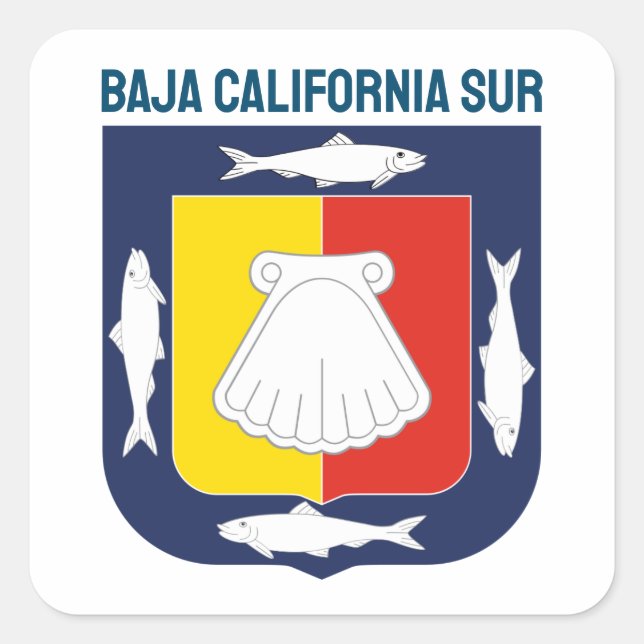 Sticker Carré Armoiries de la Basse Californie du Sud (Devant)