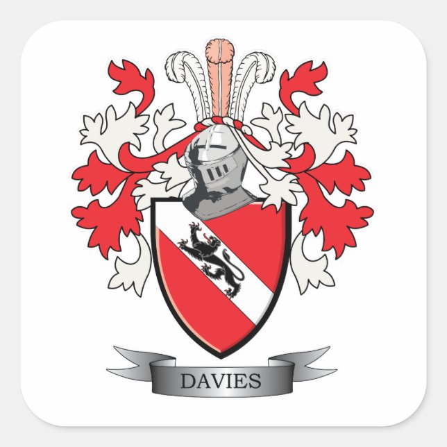 Sticker Carré Armoiries de la famille Davies (Devant)