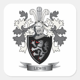 Sticker Carré Armoiries de Lewis Family Crest