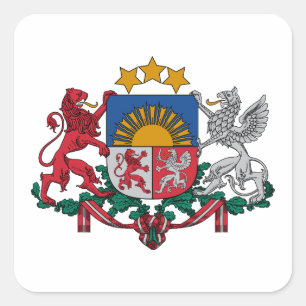 Sticker Carré Armoiries de pays de Lettonie symbole emblème drap