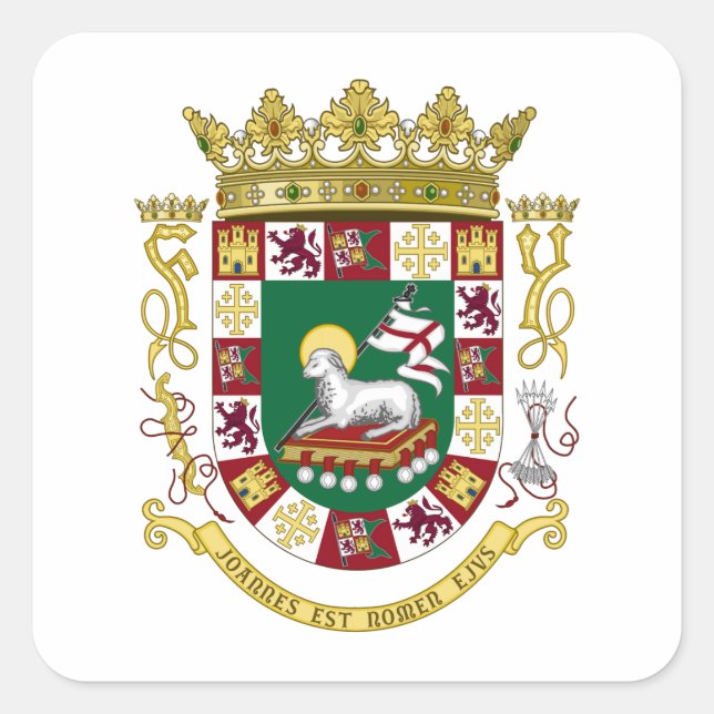Sticker Carré Armoiries de Porto Rico (Devant)