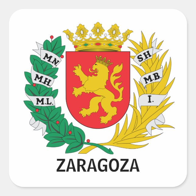 Sticker Carré Armoiries de Saragosse, ESPAGNE (Devant)