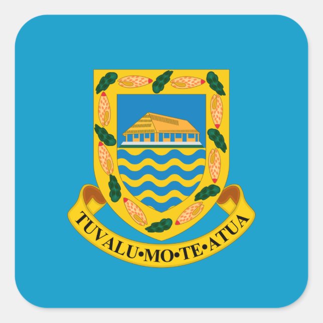 Sticker Carré Armoiries de Tuvaluan, Tuvalu (Devant)