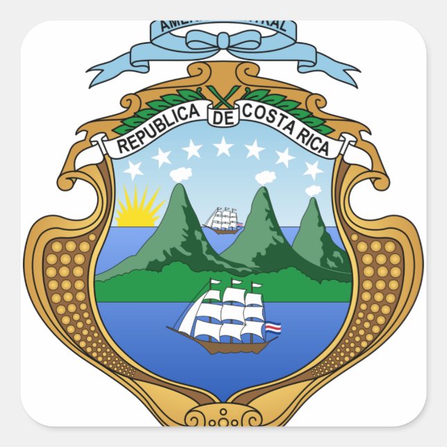 Sticker Carré Armoiries du Costa Rica - Escudo de Costa Rica (Devant)