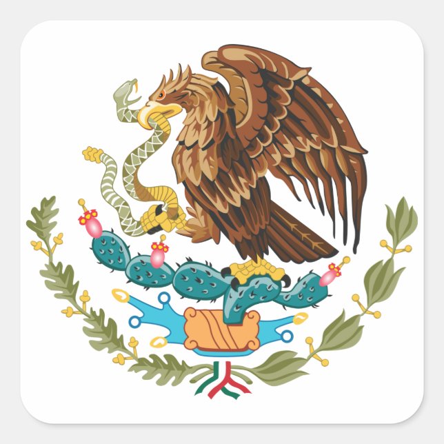Sticker Carré Armoiries du Mexique - Drapeau du Mexique (Devant)