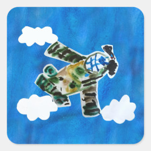 Sticker Carré Army Jet "Art by Kids"