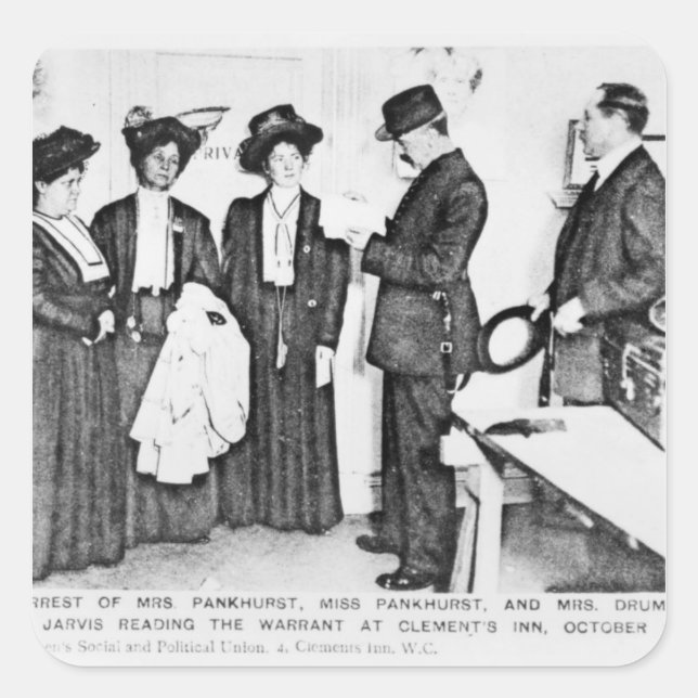 Sticker Carré Arrestation de Mme Pankhurst (Devant)