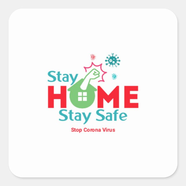 Sticker Carré Arrêter Corona (Devant)