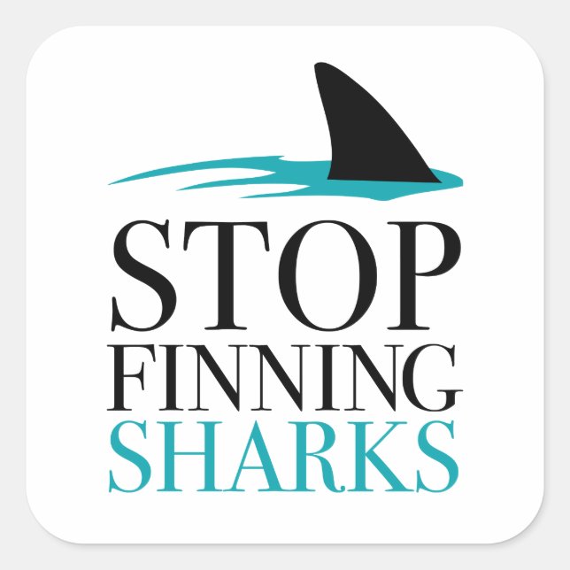 STICKER CARRÉ ARRÊTER LA RECHERCHE DES REQUINS (Devant)