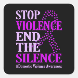 Sticker Carré Arrêter la violence et soutenir la violence domes