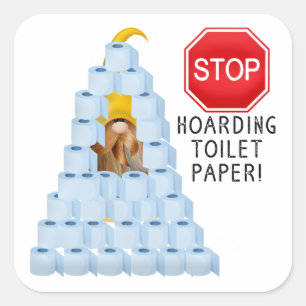 Sticker Carré Arrêter l'accumulation de papier toilette