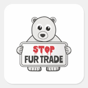 Sticker Carré Arrêter le commerce de fourrures Sad Ours Polaire