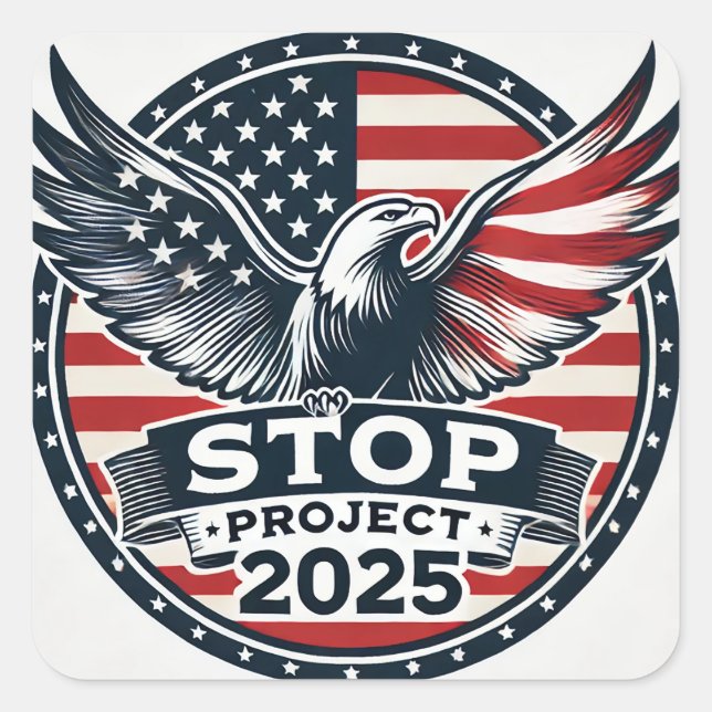 Sticker Carré Arrêter le projet 2025 (Devant)