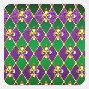 Sticker Carré Arrière - plan de bijoux Mardi Gras