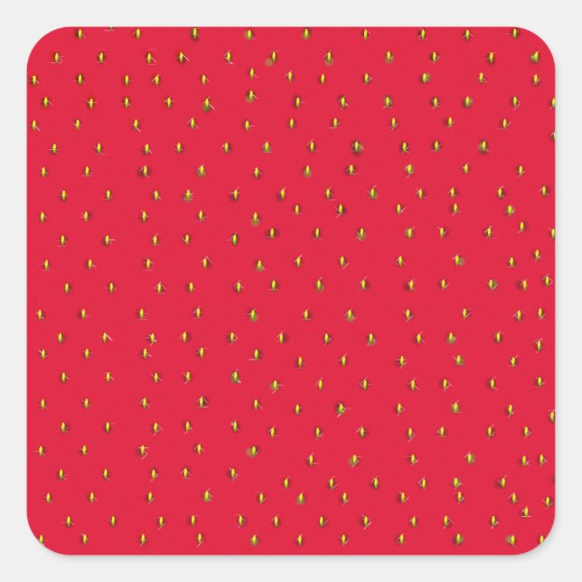 Sticker Carré Arrière - plan de fraise drôle rouge (Devant)