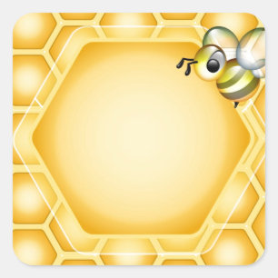 Sticker Carré Arrière - plan de nid d'abeilles avec une abeille