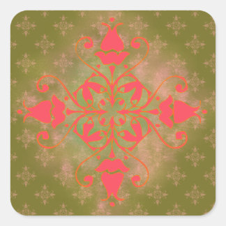 Sticker Carré arrière - plan floral moss rose ornement