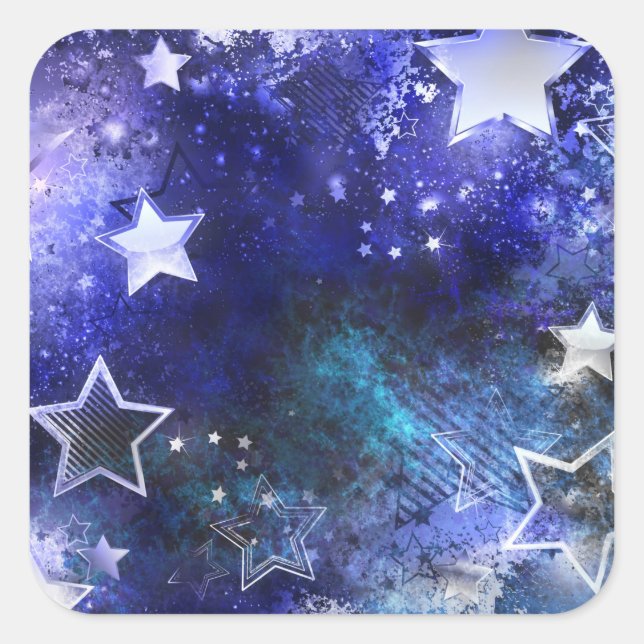 Sticker Carré Arrière - plan spatial avec étoiles (Devant)