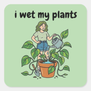 Sticker Carré Arrosez Mes Plantes Mug à Café Drôle Botanique et