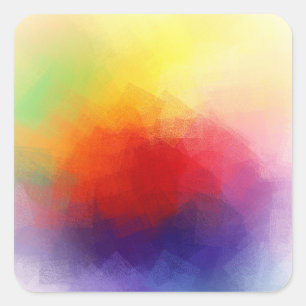 Sticker Carré Art Abstrait moderne coloré Modèle blanc tendance