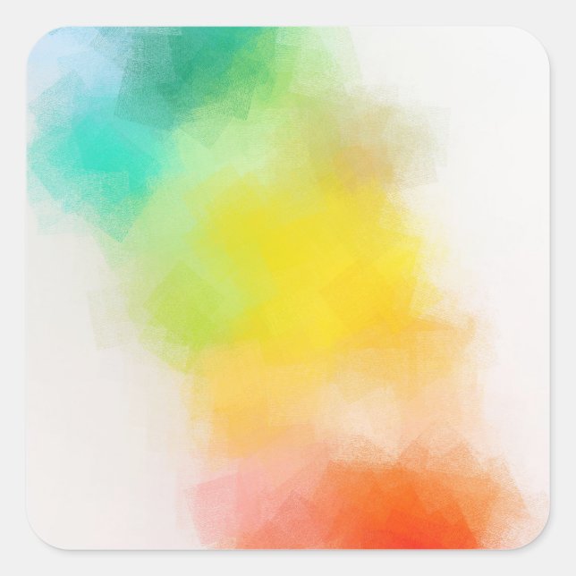 Sticker Carré Art Abstrait rose rouge jaune orange bleu vert (Devant)