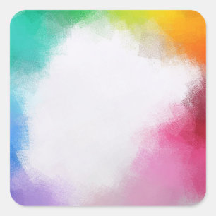 Sticker Carré Art Abstrait Rouge Jaune Orange Bleu Vert Rose