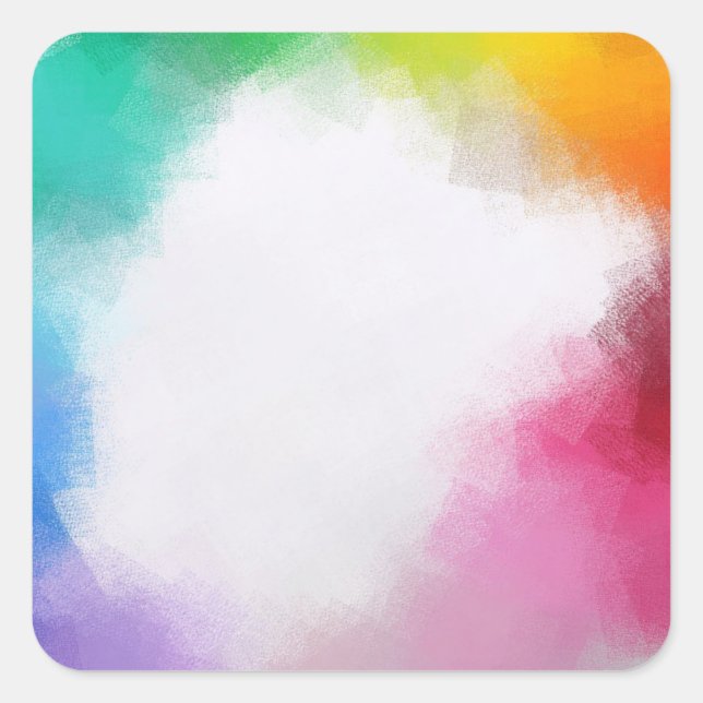 Sticker Carré Art Abstrait Rouge Jaune Orange Bleu Vert Rose (Devant)
