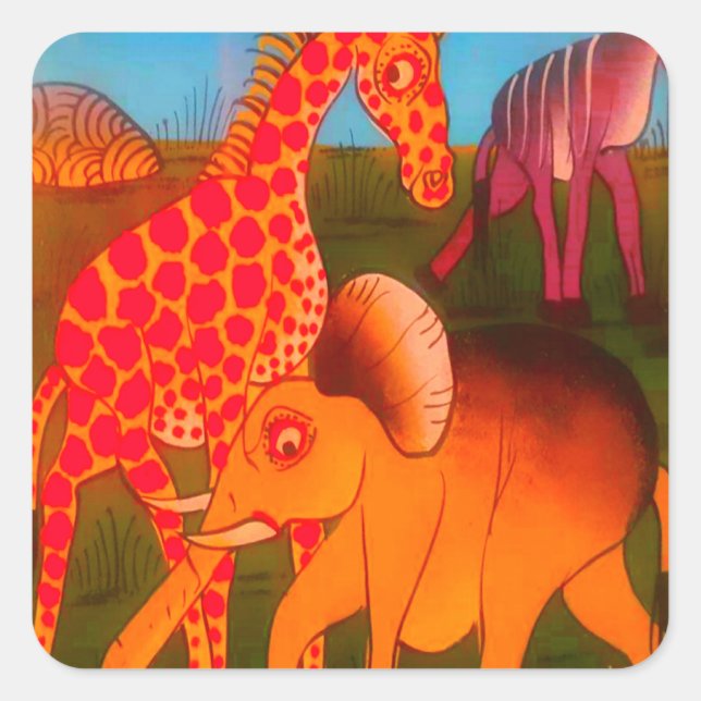 Sticker Carré Art animal africain (Devant)