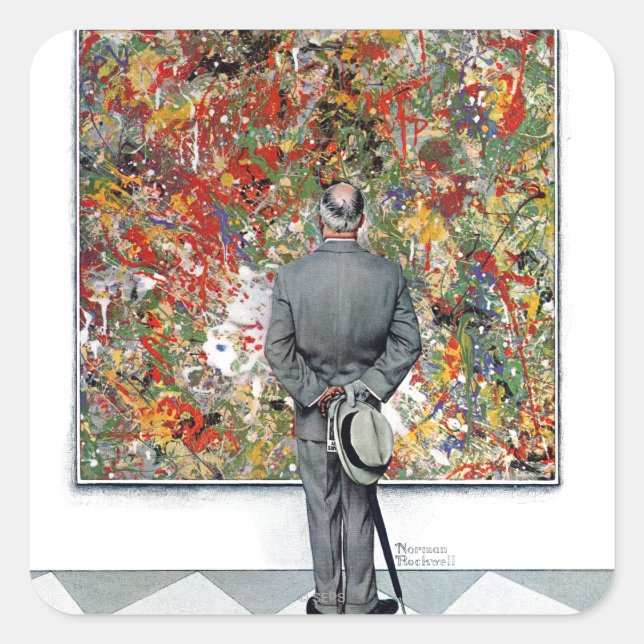 Sticker Carré Art Connoisseur par Norman Rockwell (Devant)