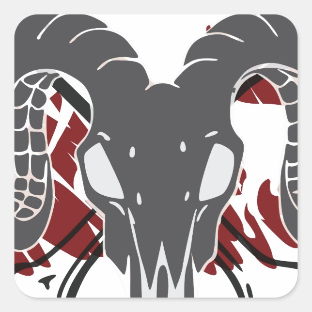 Sticker Carré Art crâne en forme de crâne v1 (Devant)