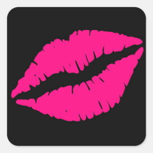 Sticker Carré Art de bruit rose de baiser de rouge à lèvres