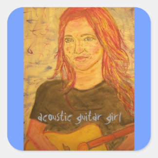 Sticker Carré art de fille acoustique
